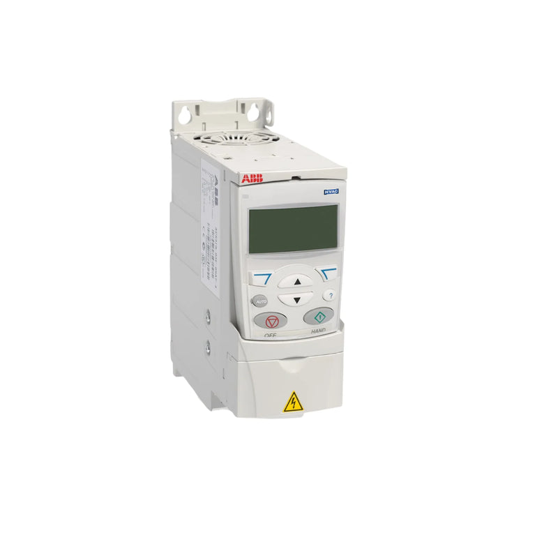 ABB ACS320-03U-12A5-4 AC drive, 5.5 kW, 7.5 HP, 3-phase, IP20, vector control VFD with EMC filter and brake chopper for motor control.