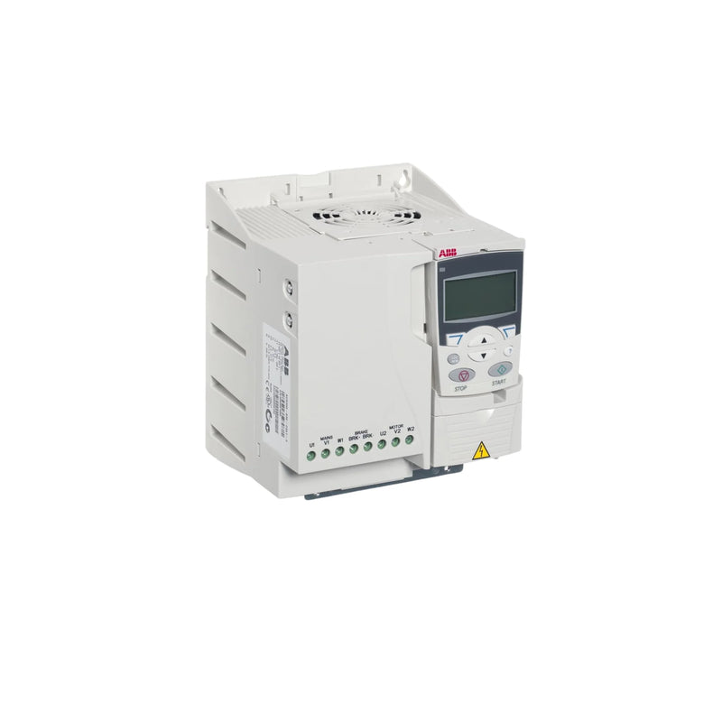 ABB ACS355-03U-09A8-2 AC drive, 2.2 kW, 3 HP, 3-phase, IP20, VFD with brake chopper and EMC filter for high-performance motor control systems.