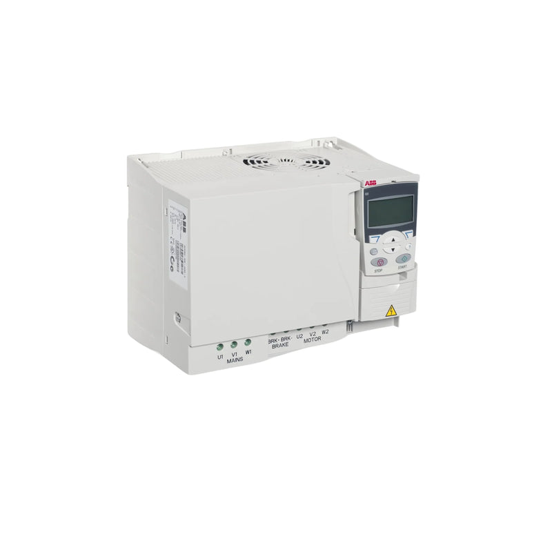 ABB ACS355-03U-44A0-4 AC drive, 22 kW, 30 HP, 3-phase, IP20 VFD with vector control, brake chopper, and EMC filter for motor automation.
