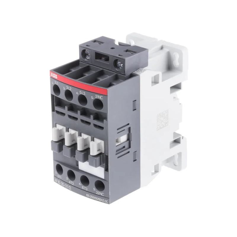 ABB AF16-30-01-13 3-pole contactor with 24–60V AC/DC coil and 1NC auxiliary, compact and IEC-rated motor control solution.