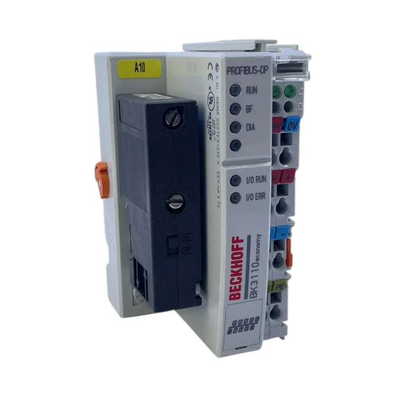 Beckhoff BK3110 PROFIBUS DP slave bus coupler, connects 64 K-Bus terminals, DIN-rail