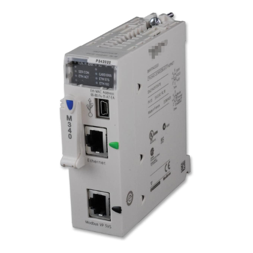Schneider BMXP342020 Modicon M340 processor, dual Ethernet, 1MB program, 4MB data, X80 rack CPU