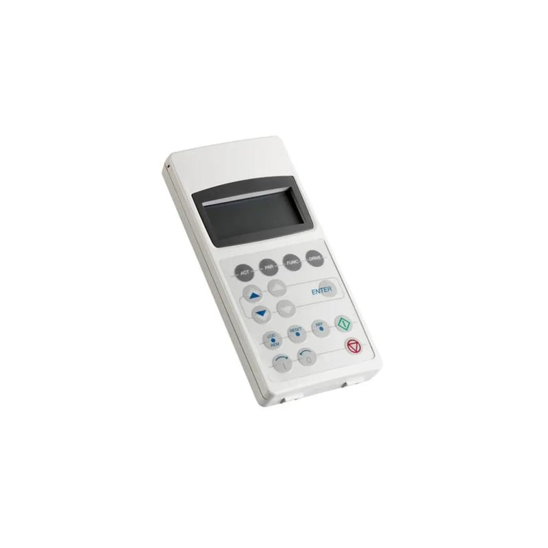 ABB CDP-312R control panel for ACS800 series drives, featuring alphanumeric LCD display and keypad.