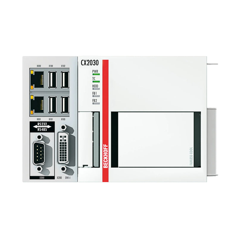 Beckhoff CX2030-0155 embedded PC, Intel Core i7 dual-core, 4 GB RAM, 80 GB CFast, Windows 10 IoT