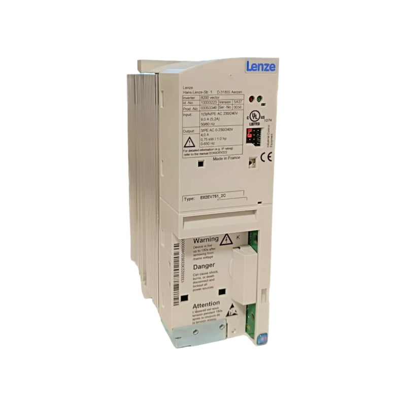 Lenze E82EV751_2C frequency inverter, 7.5 kW, 230V single-phase compact vector drive
