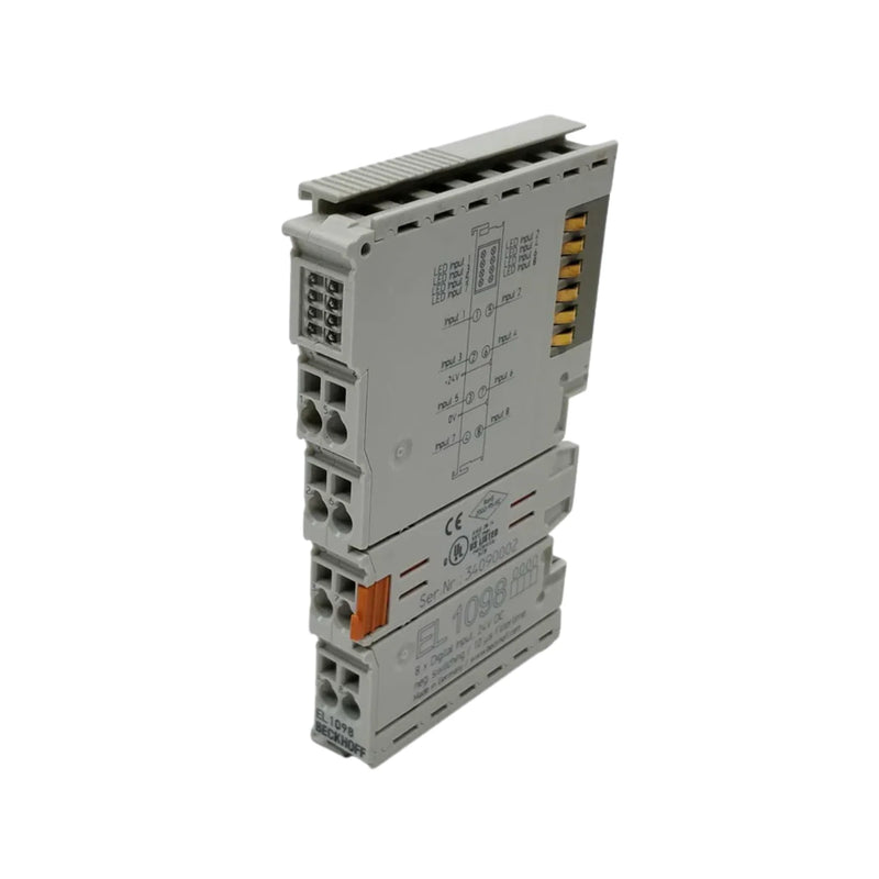 Beckhoff EL1098 digital input terminal, 8-channel, 24 V DC, for reliable signal monitoring in automation systems.