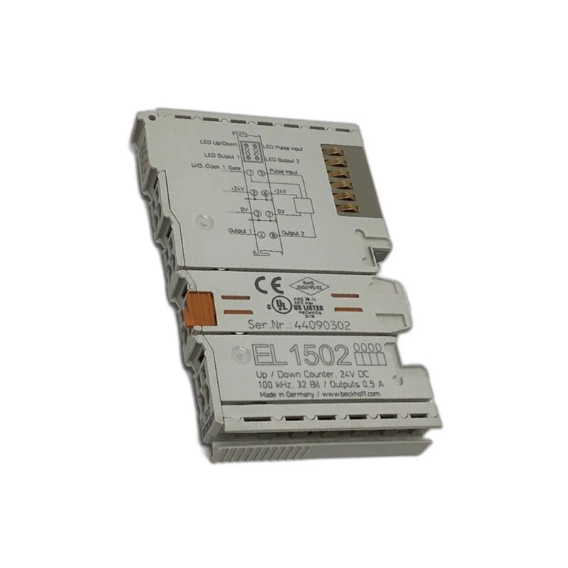 Beckhoff EL1502 2-channel digital input terminal, 24 V DC, for precise signal detection in automation systems.