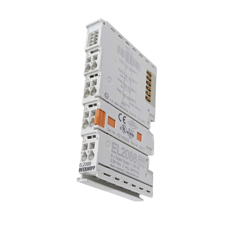 Beckhoff EL2088 digital output terminal, 8-channel, 24 V DC, 0.5 A, for reliable actuator and device control.