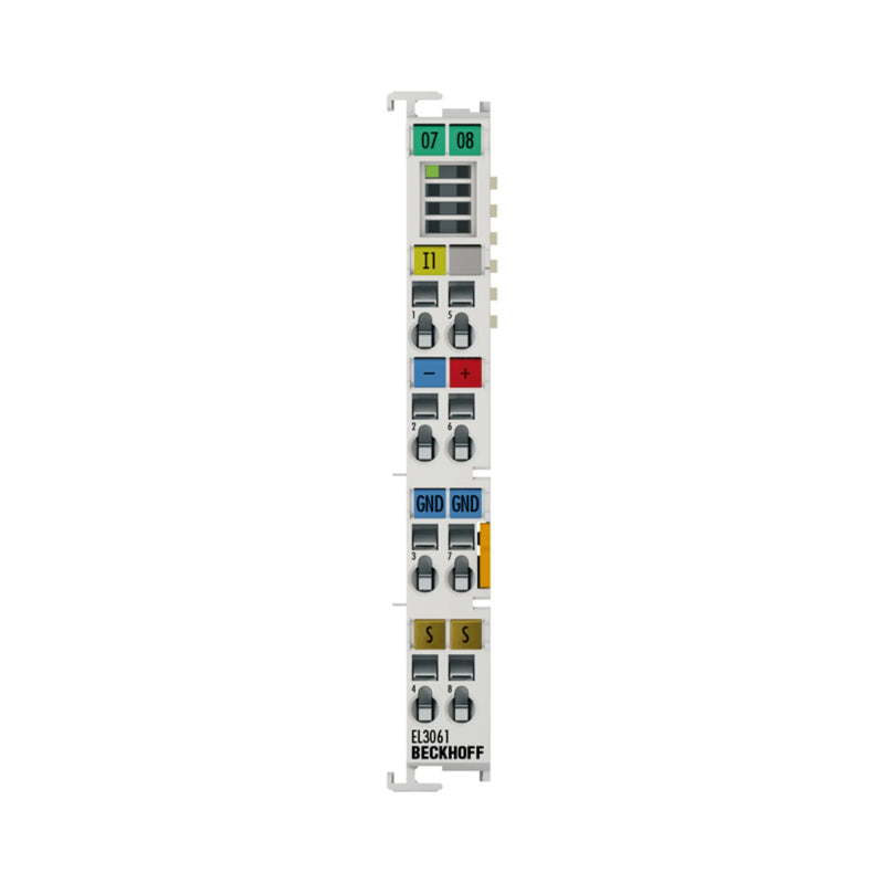 Beckhoff EL3061 digital input terminal, 8-channel, 24 V DC, for reliable signal detection in automation systems.