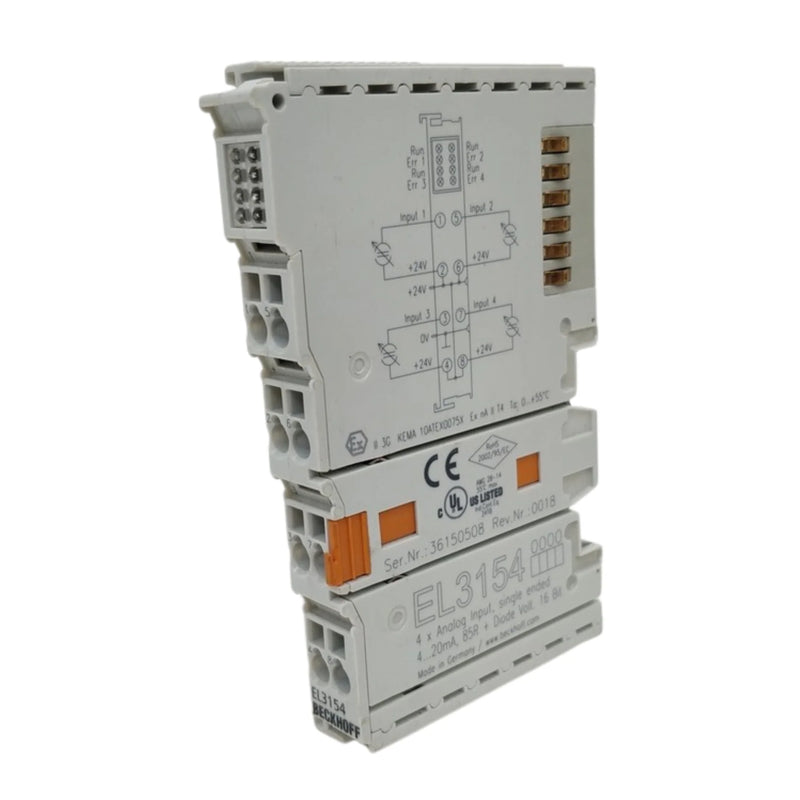 Beckhoff EL3154 analog input terminal, 4-channel, ±10 V, 16-bit resolution