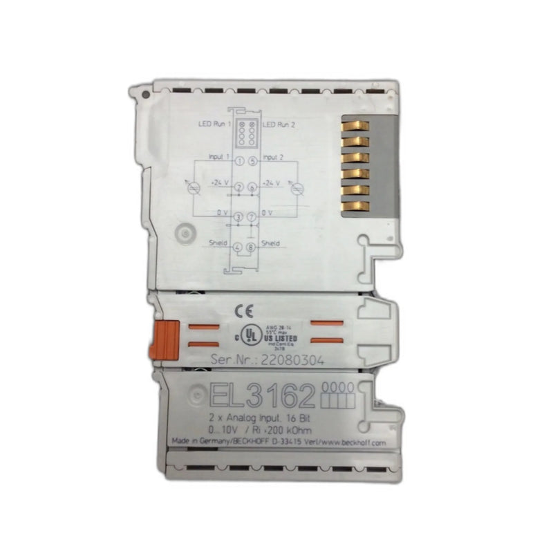 Beckhoff EL3162 analog input terminal, 2-channel, 0–10 V, 16-bit