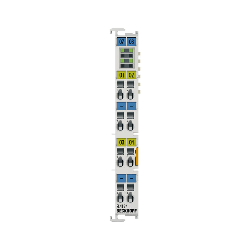 Beckhoff EL4124 analog output terminal, 4-channel, ±10 V, 12-bit resolution for industrial automation systems.