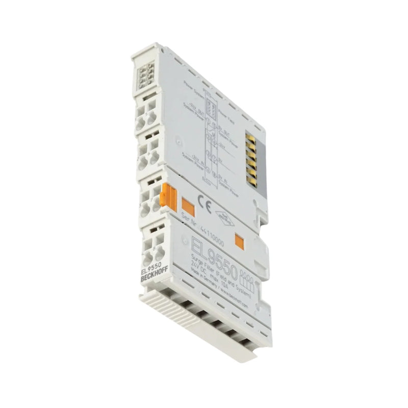 Beckhoff EL9550 power supply terminal, 24 V DC, 2 A, for stable EtherCAT I/O system bus power distribution.