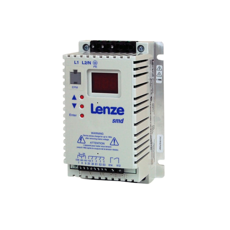 Lenze ESMD751X2SFA frequency inverter, 0.75 kW, 230V single-phase to three-phase drive