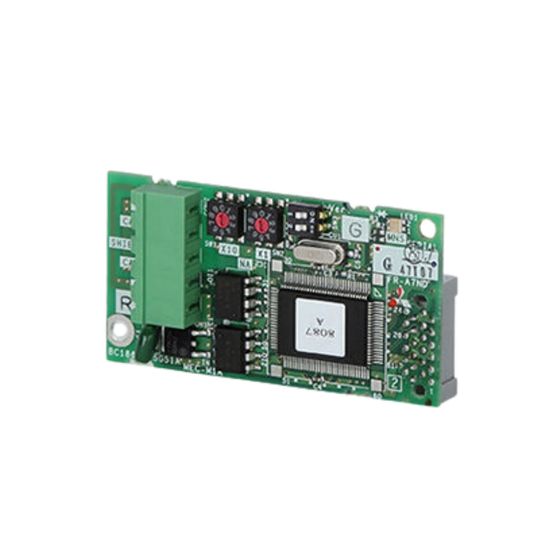 Mitsubishi FR-A7NC communication card for FR-A700 series, suitable for DIN rail mounting