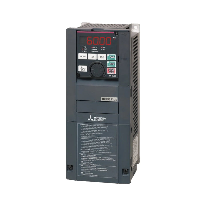 Mitsubishi FR-A840 series, 40 HP VFD, 460V, 3-phase. Advanced inverter for precise motor control.