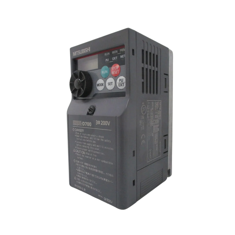 Efficient 0.2 kW Mitsubishi inverter with single-phase 200V input for reliable small motor control.