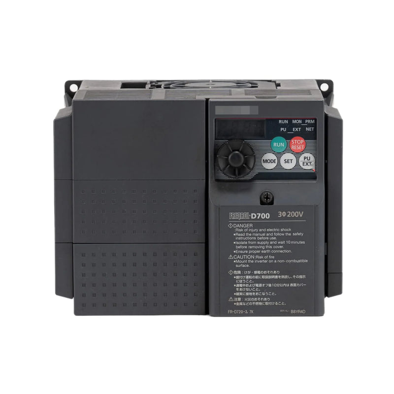 Mitsubishi FR-D720-3.7K VFD, compact, 3.7kW, 200V input, efficient motor control, D700 series