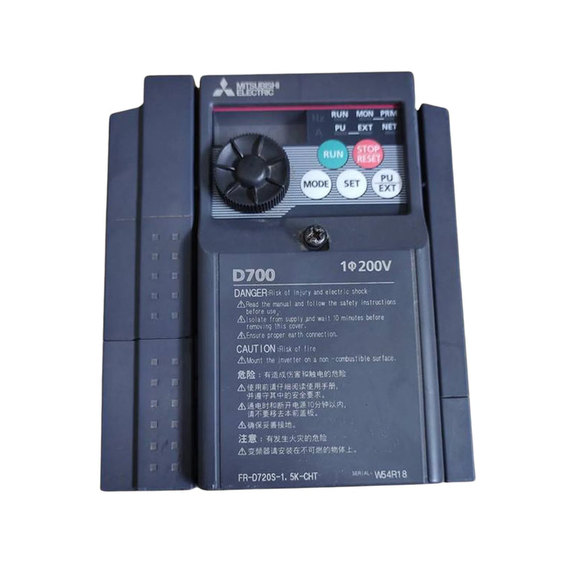 Mitsubishi FR-D720S-1.5K-CHT, 1.5kW inverter for 220V, compact drive from D700 series for motor control