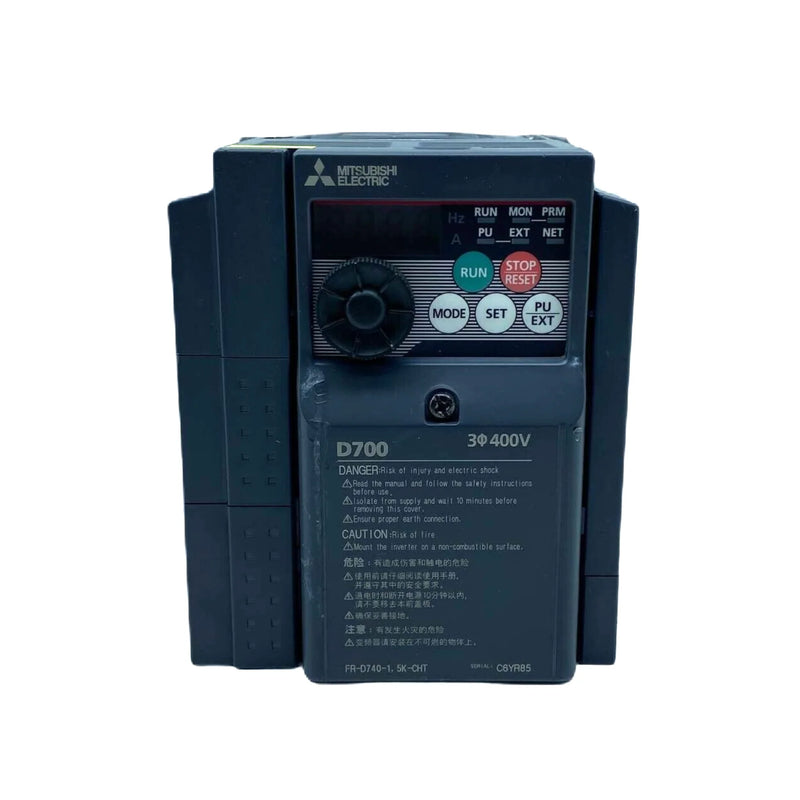 Compact 1.5kW inverter, 200V single-phase, sensorless vector control, Mitsubishi FR-D740, D700 Series.