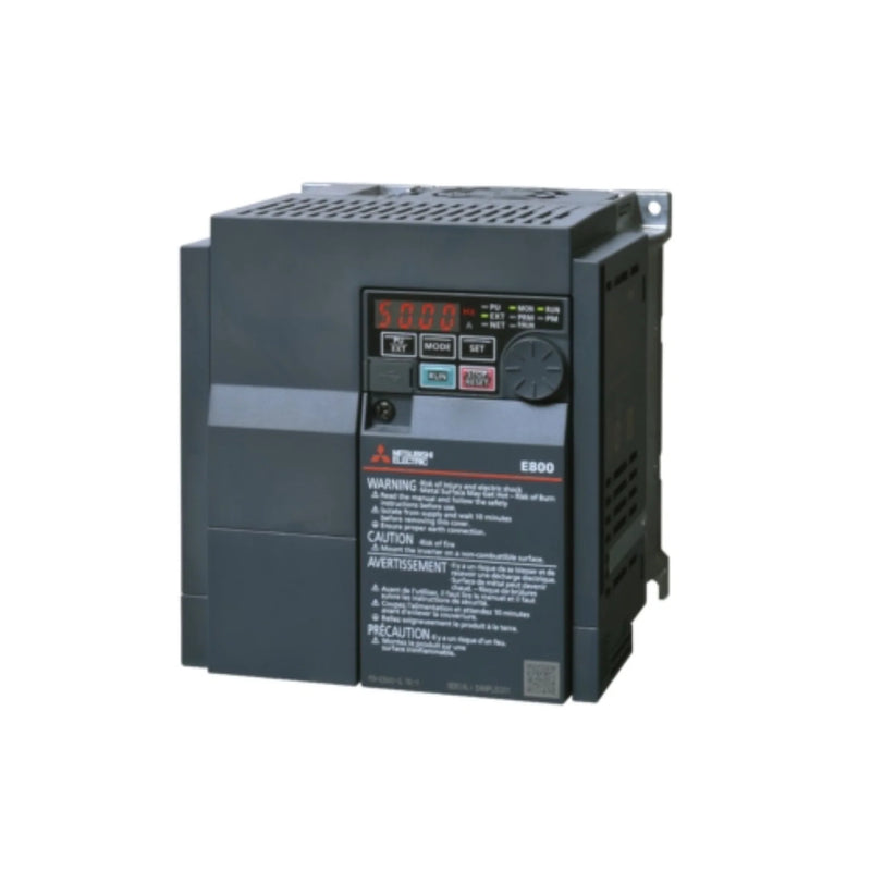 Mitsubishi FR-E840-0095-4-60 VFD, 7.5kW, 460V 3-phase with Ethernet/IP & Modbus TCP, FR-E800 Series.
