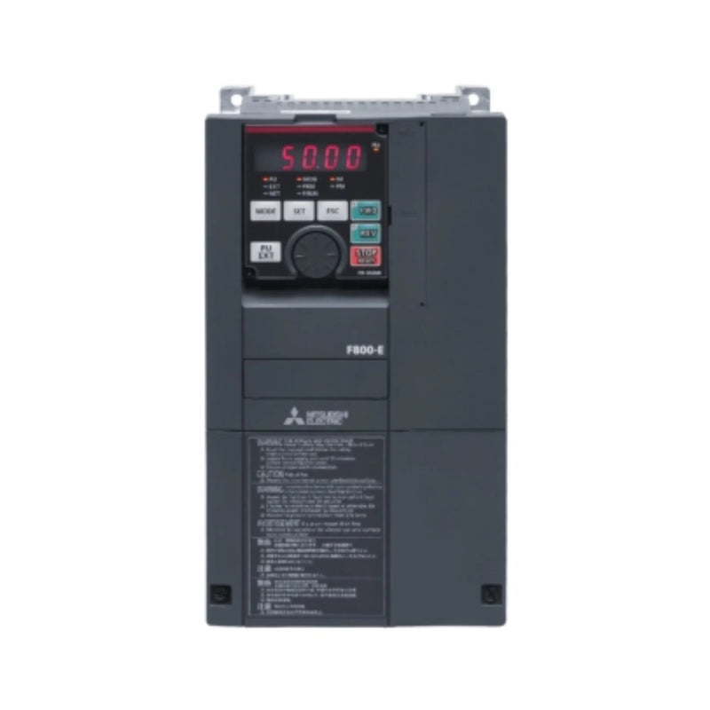 Mitsubishi VFD, 30 HP, 480V, 3-phase, IP20, FR-F800 series for HVAC and industrial applications
