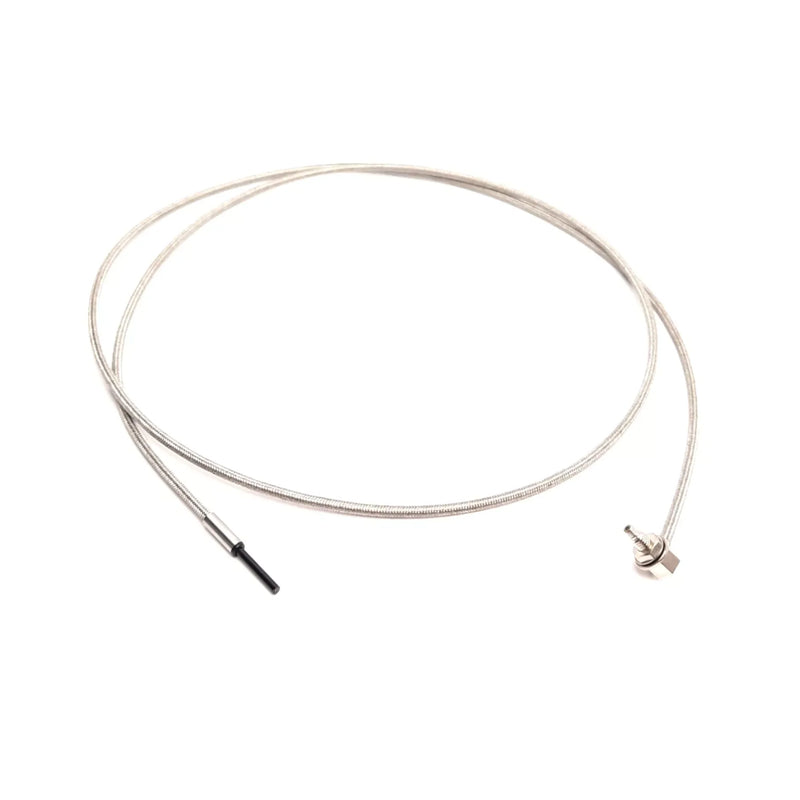 Keyence FU-77TG reflective fiber optic sensor head with thin beam for precise detection of small parts in compact automation systems.