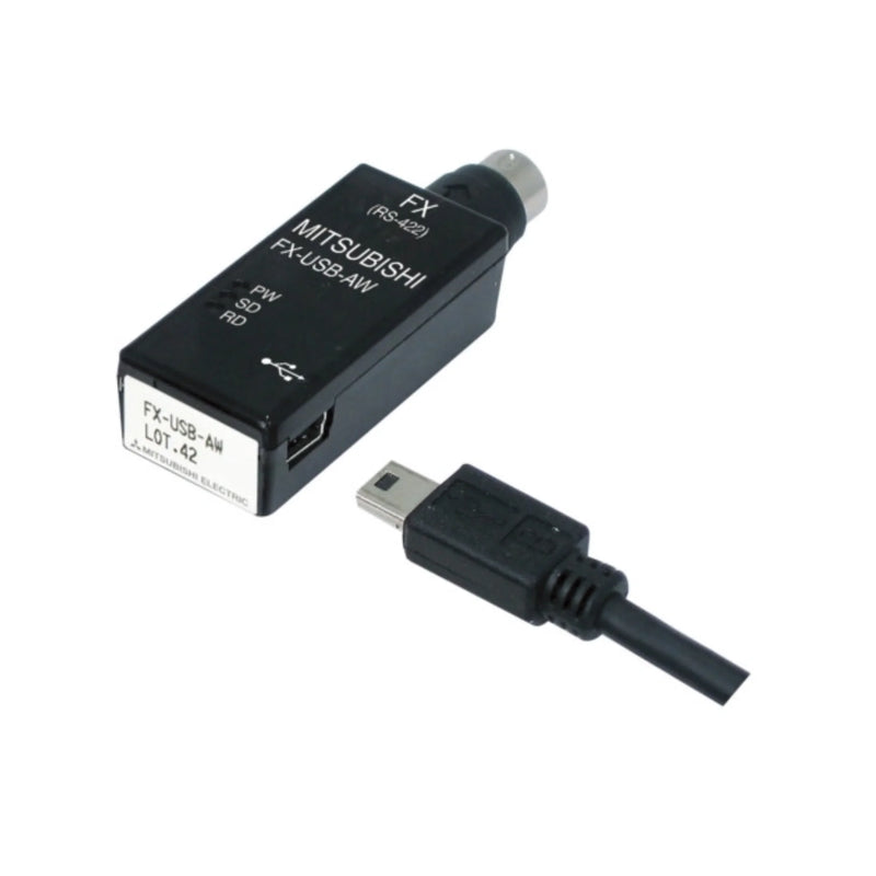 USB to RS-422 cable by Mitsubishi, 3m, used for programming and monitoring FX series PLC devices