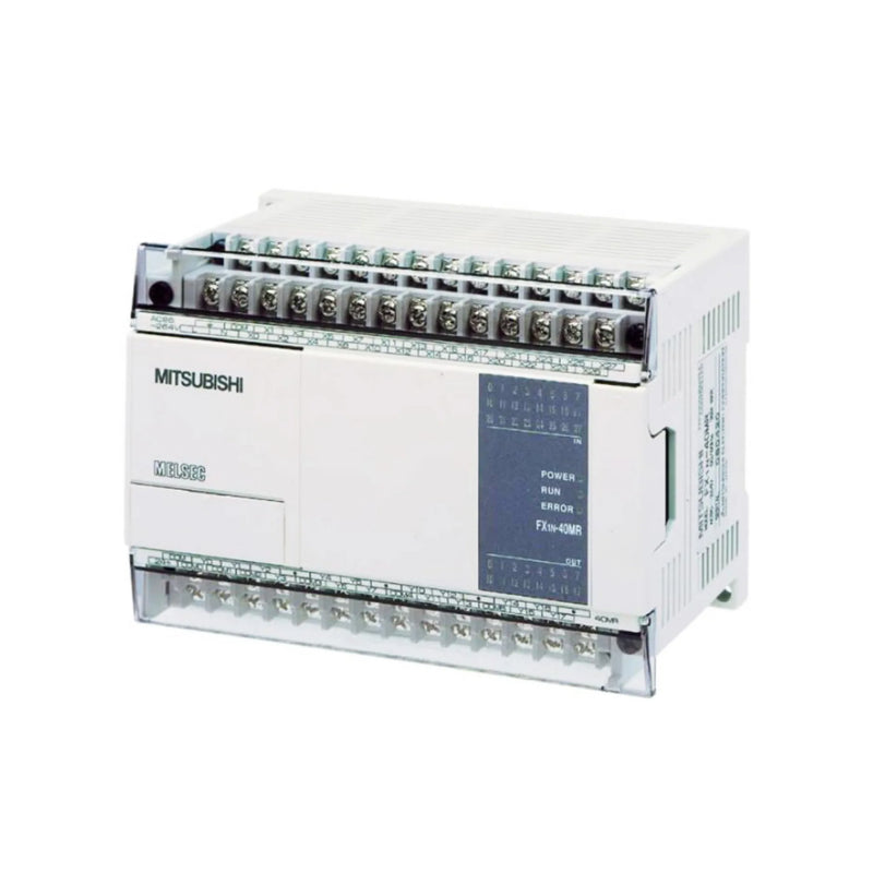 Compact Mitsubishi FX1N-40MR-ES/UL PLC, 40 I/O, relay outputs, 24–240 V AC/DC, UL-certified