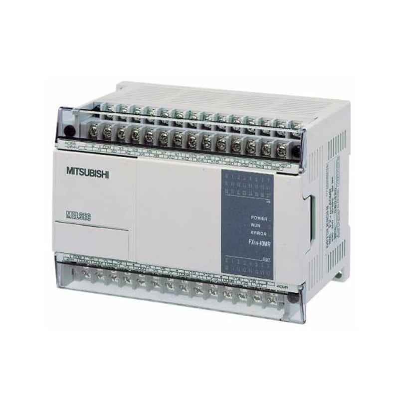 Compact Mitsubishi FX1N-40MT-001 PLC with 40 I/O; 24VDC; ideal for industrial automation using transistor outputs.