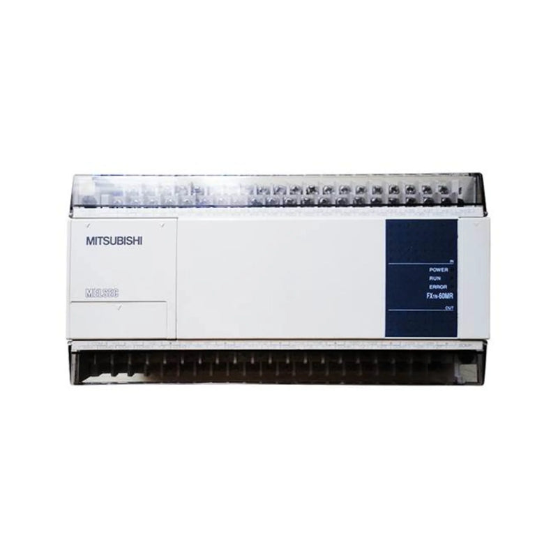 Mitsubishi FX1N-60MT-ES/UL PLC with 60 I/O points, transistor outputs, AC powered, and UL certification