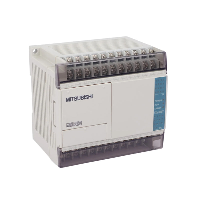 Compact Mitsubishi FX1S-20MR-001 PLC with relay outputs and 20 I/O points, powered by 24 V DC, ideal for automation