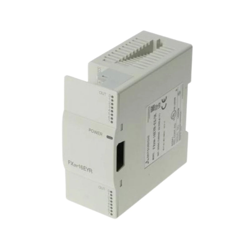 Output module, 16 relay outputs, 2A at 240V AC/30V DC, for Mitsubishi FX2N PLC systems.