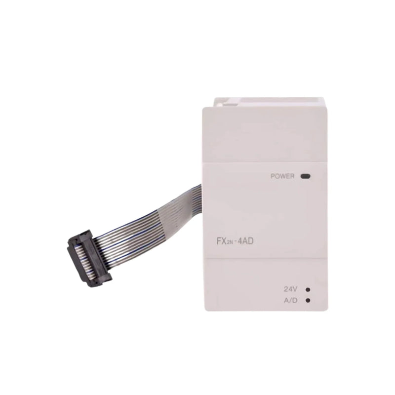 Mitsubishi FX2N-4AD module, 4-channel input, supports 0–10V and 4–20mA, 12-bit resolution, FX2N PLC compatible.