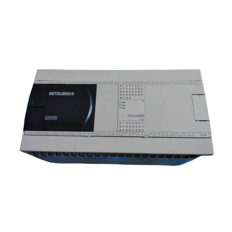 Mitsubishi FX3GA-60MR-CM PLC, 60 I/O points, 100–240VAC, with relay outputs for compact control applications