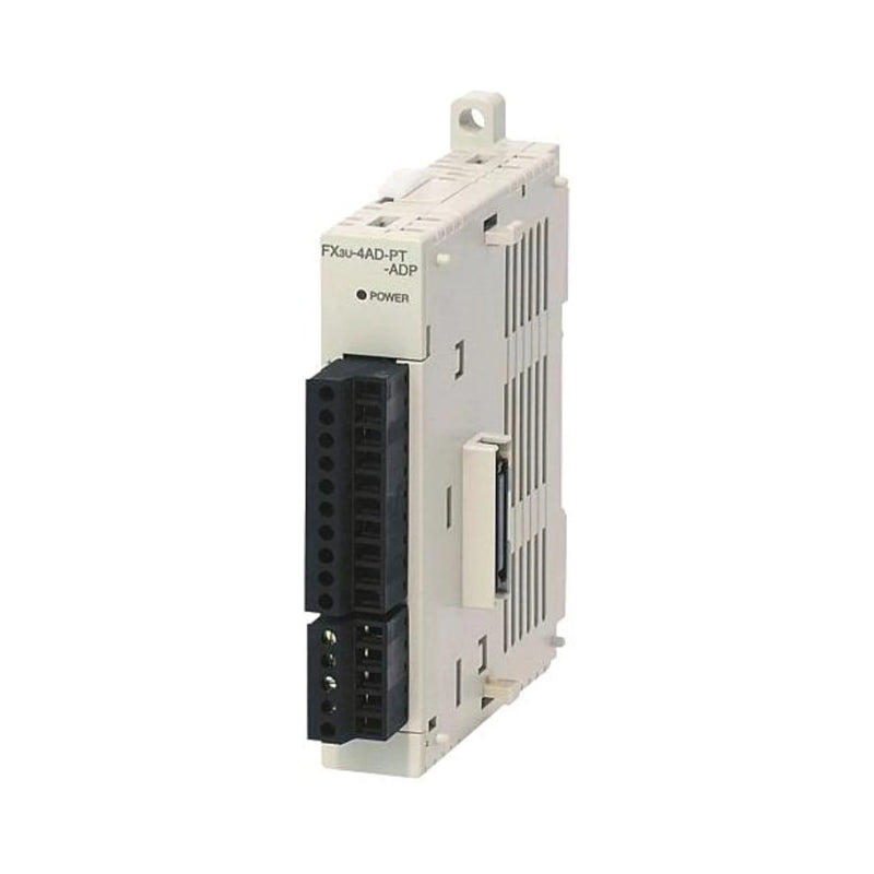 Mitsubishi FX3U-4AD-PT-ADP, 4-channel Pt100 input module for FX3U PLCs, precise temperature monitoring device.