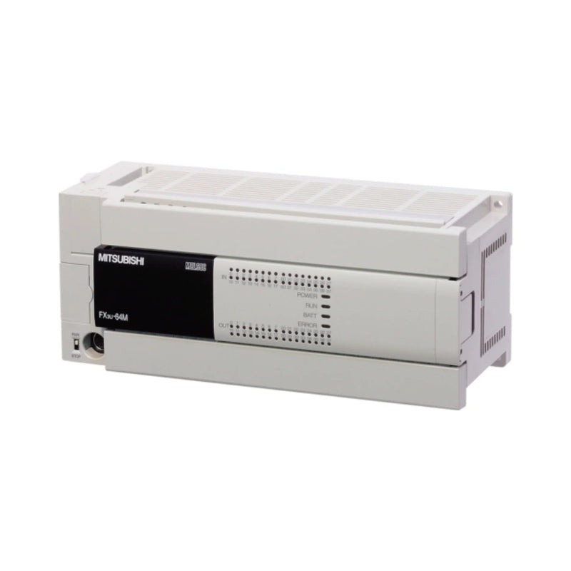 Mitsubishi FX3U-64MT/ESS, 64 I/O, 24V DC, transistor output, compact FX3U Series PLC for quick automation tasks.