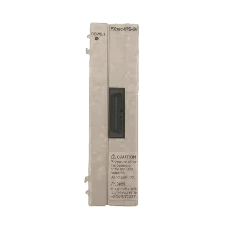 Compact 5 VDC power supply module for FX3UC PLCs, DIN-rail mount, integrates with micro PLC systems