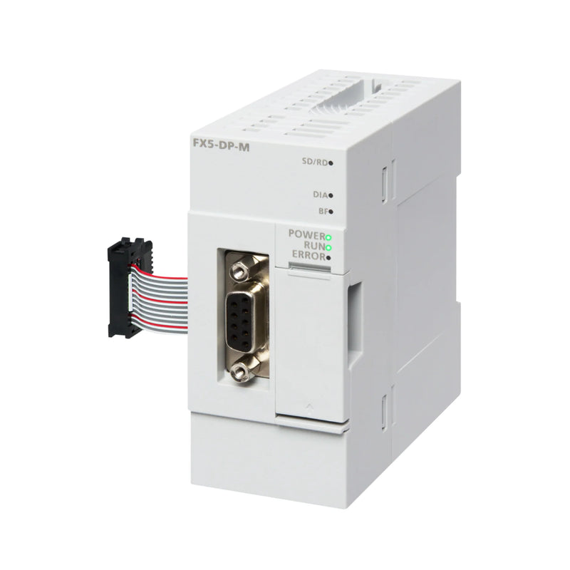 Mitsubishi FX5-DP-M module supports FX5U/FX5UC PLCs for efficient industrial network communication.