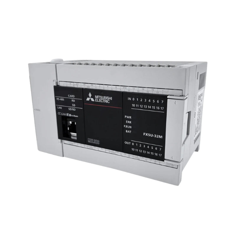 Mitsubishi FX5U-32MT-DS PLC with 32 I/O, 24V DC, transistor outputs, compact CPU for FX5U series automation
