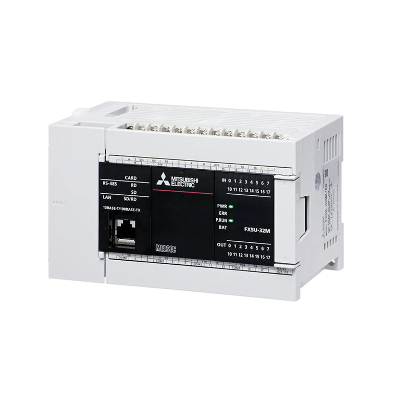 Mitsubishi FX5U-32MT/ESS PLC with 32 I/O points and 24 V DC power supply, ideal for automation