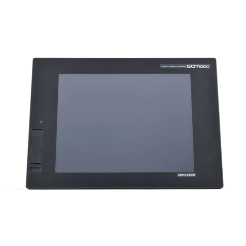 Mitsubishi GT1675M-VTBA HMI with 10.4-inch touchscreen and ports for industrial control systems.