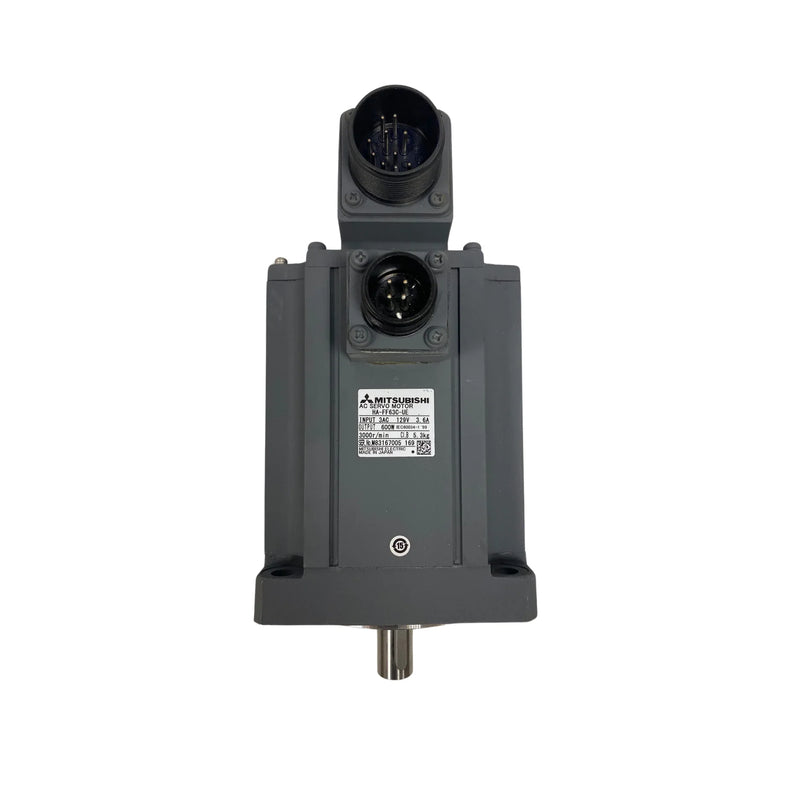 Mitsubishi HA-FF63C-UE 2.0 kW 3000 rpm servo motor with encoder for precise industrial motion control.