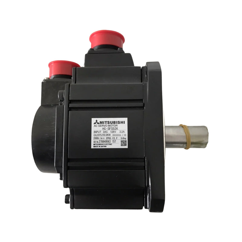 Mitsubishi HC-SFS52K servo motor, delivers 500 W, 200 V, 3000 rpm, with keyed shaft in HC-SFS line