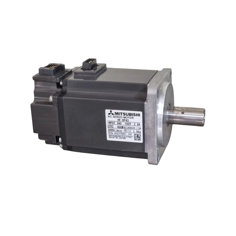 Compact Mitsubishi 400W servo motor with 3000 rpm, keyed shaft, and incremental encoder for precise applications