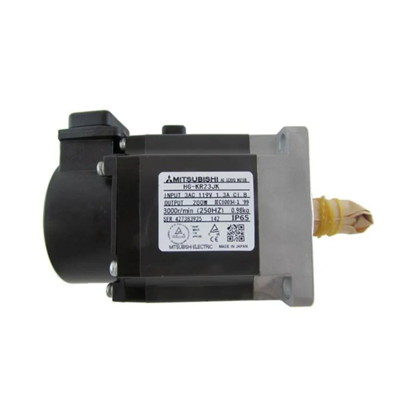 Mitsubishi HG‑KR23JK motor, 200 W, keyless, 3000 RPM, 200 V, with encoder