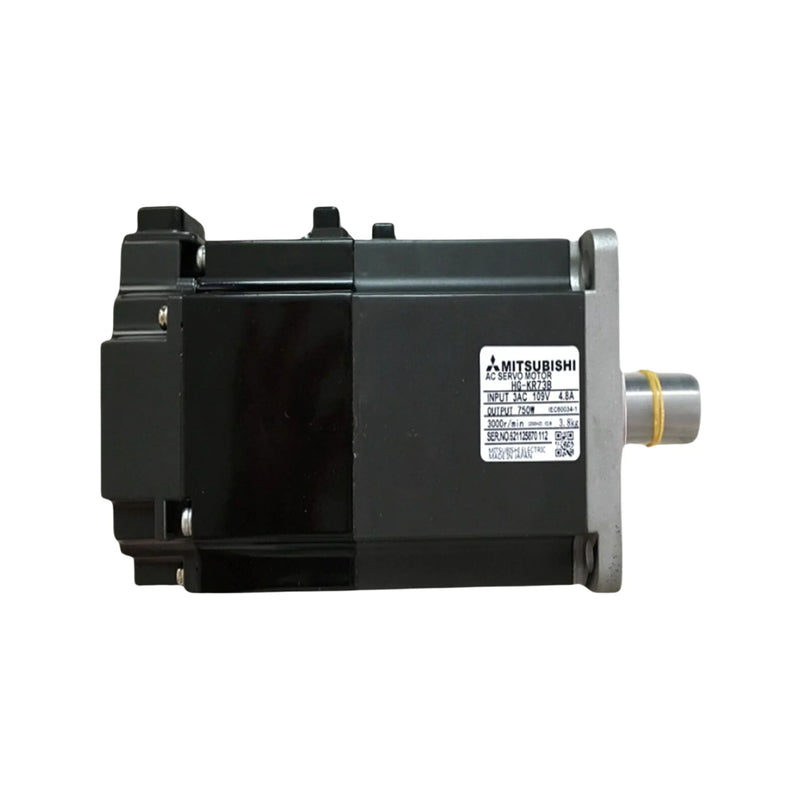 Mitsubishi HG-KR73B, 750W, 3000 RPM, 200V, servo motor with brake, compact reliable for automation.