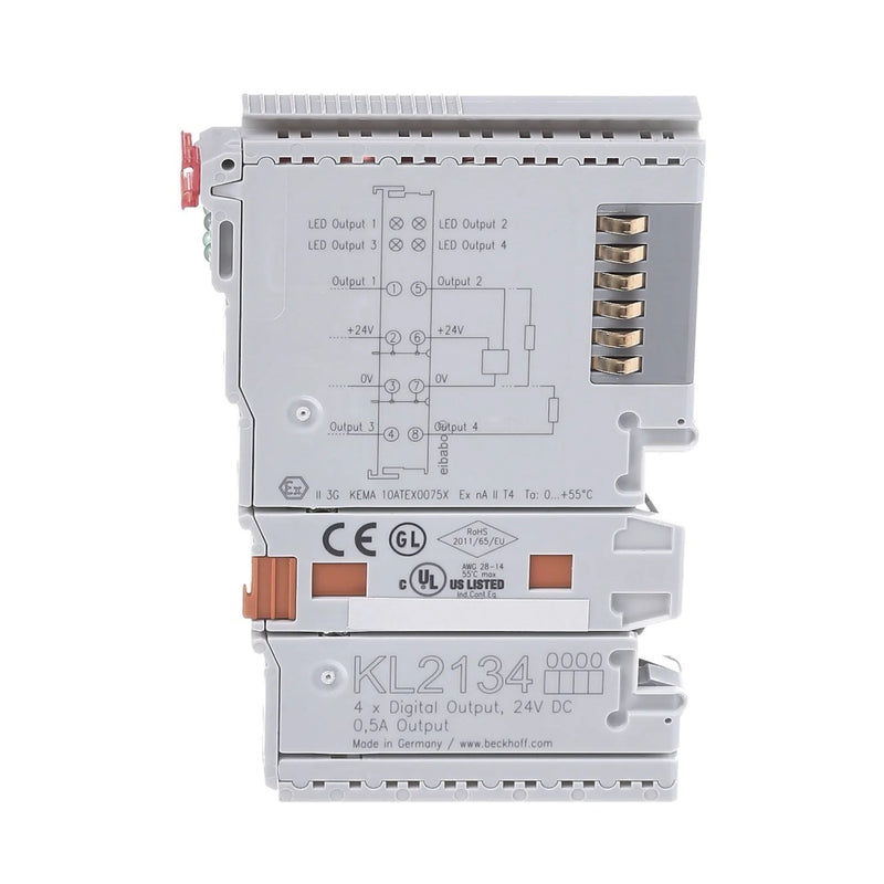 Beckhoff KL2134 digital output terminal, 4-channel, 24 V DC, 0.5 A, Bus Terminal