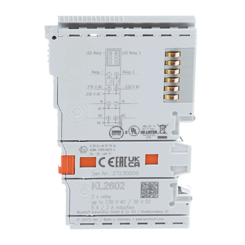 Beckhoff KL2602 digital output terminal, 2-channel relay, 250 V AC / 30 V DC, K-Bus
