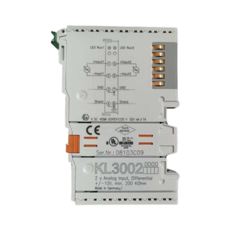 Beckhoff KL3002 analog input terminal, 2-channel, ±10 V, 12-bit resolution, Bus Terminal